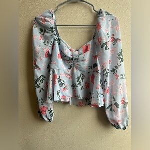 Lucy Paris Gray Ruched Long Sleeve Blouse and matching skirt